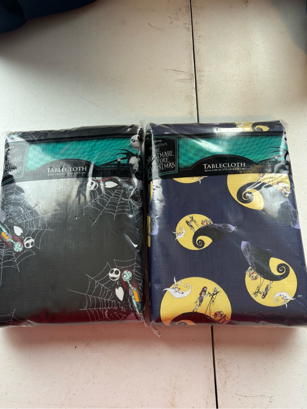Disney Nightmare Before Christmas Tablecloth Set of 2 Jack Sally 60x84 NEW